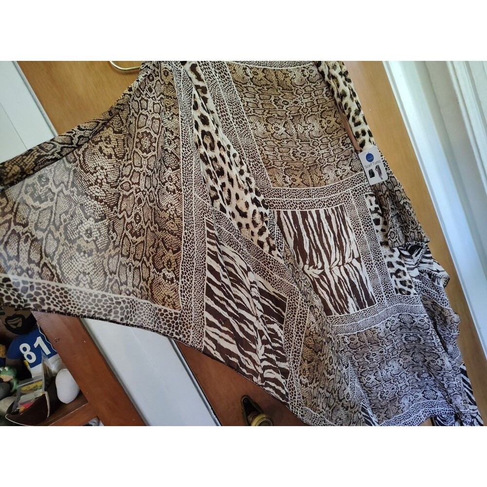 Sleeveless Shawl Vest Wrap - Brown Animal Prints - One Size - NEW - Picture 4 of 4